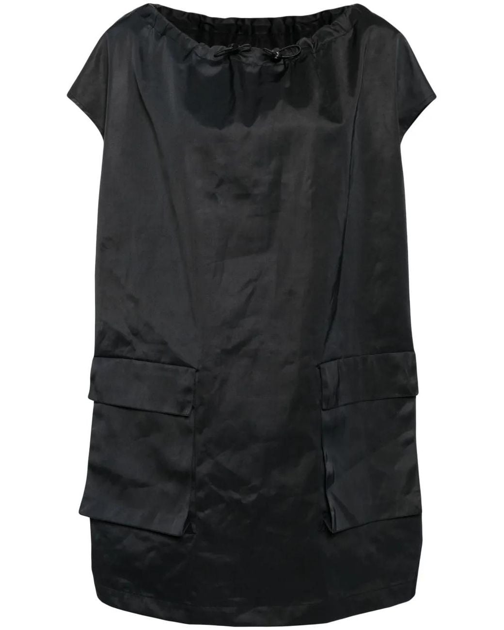 MM6 by Maison Margiela Black Drawstring-Neck Cargo Minidress