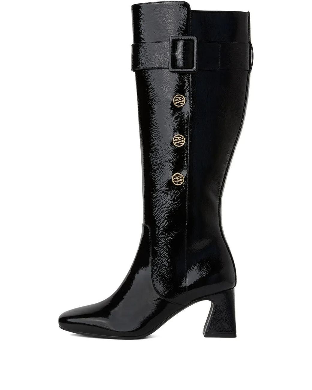Karl Lagerfeld Black Bottines En Cuir Verni À Boucle