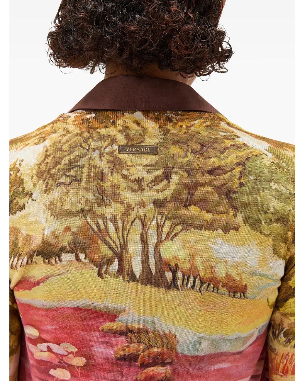 Versace Red Printed Silk Knit Cardigan