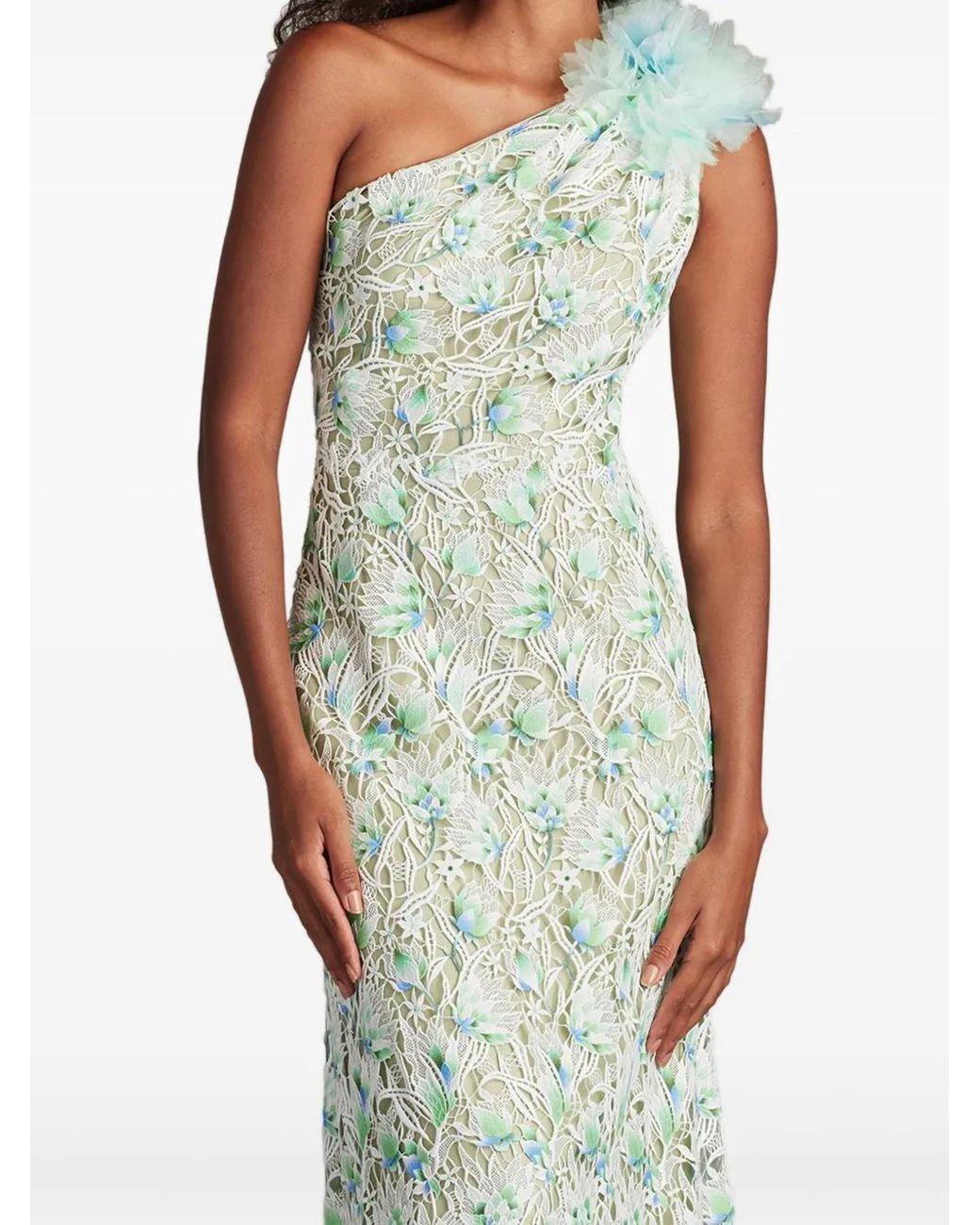 Tadashi Shoji Green Floral-Motif Dress