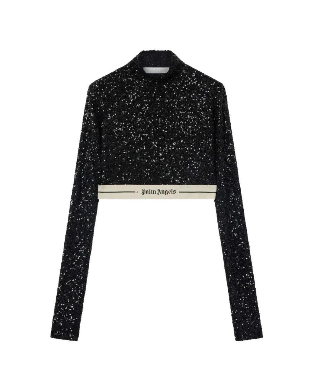 Palm Angels Black Logo Essential Sequins Top
