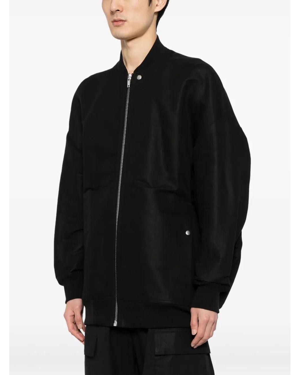 Rick Owens Black Zip-Up Bomber Jacket for men