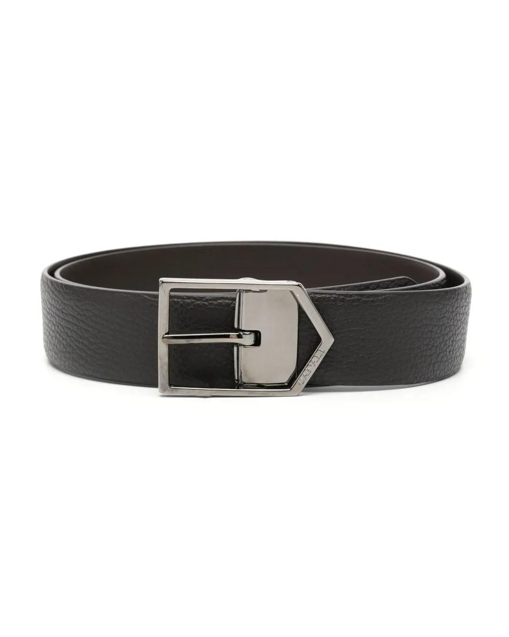 Canali Black Tumbled Leather Belt for men