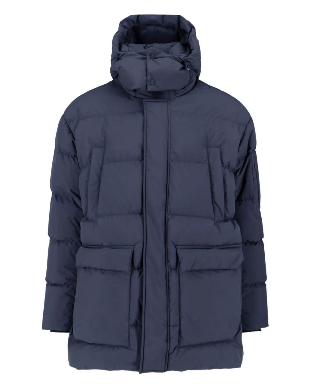 Herno Blue Hooded Pocket Coat for men