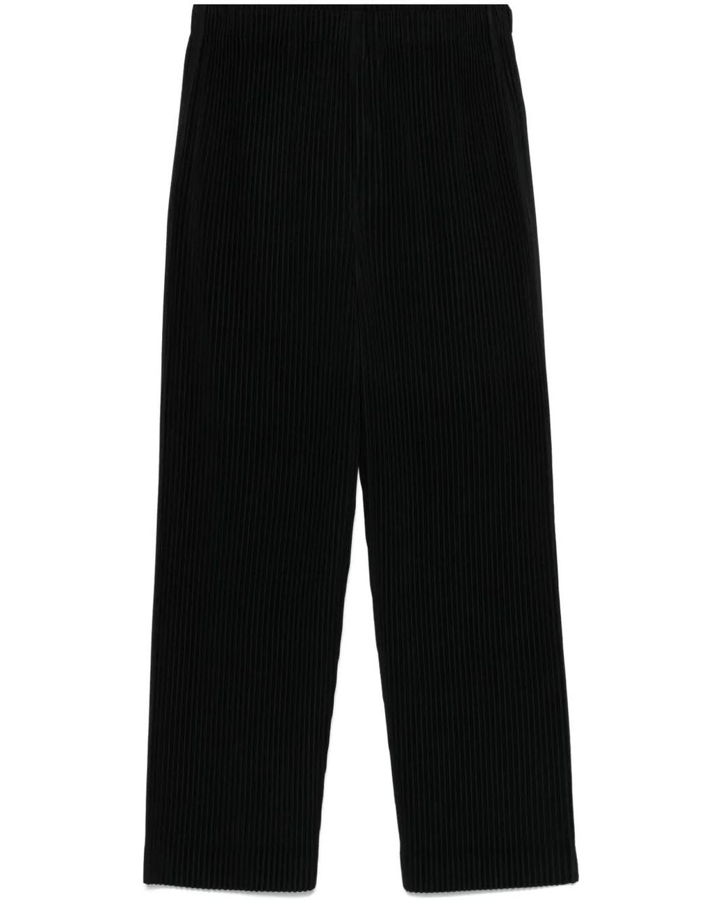 Homme Plissé Issey Miyake Black Pleated Straight Trousers for men
