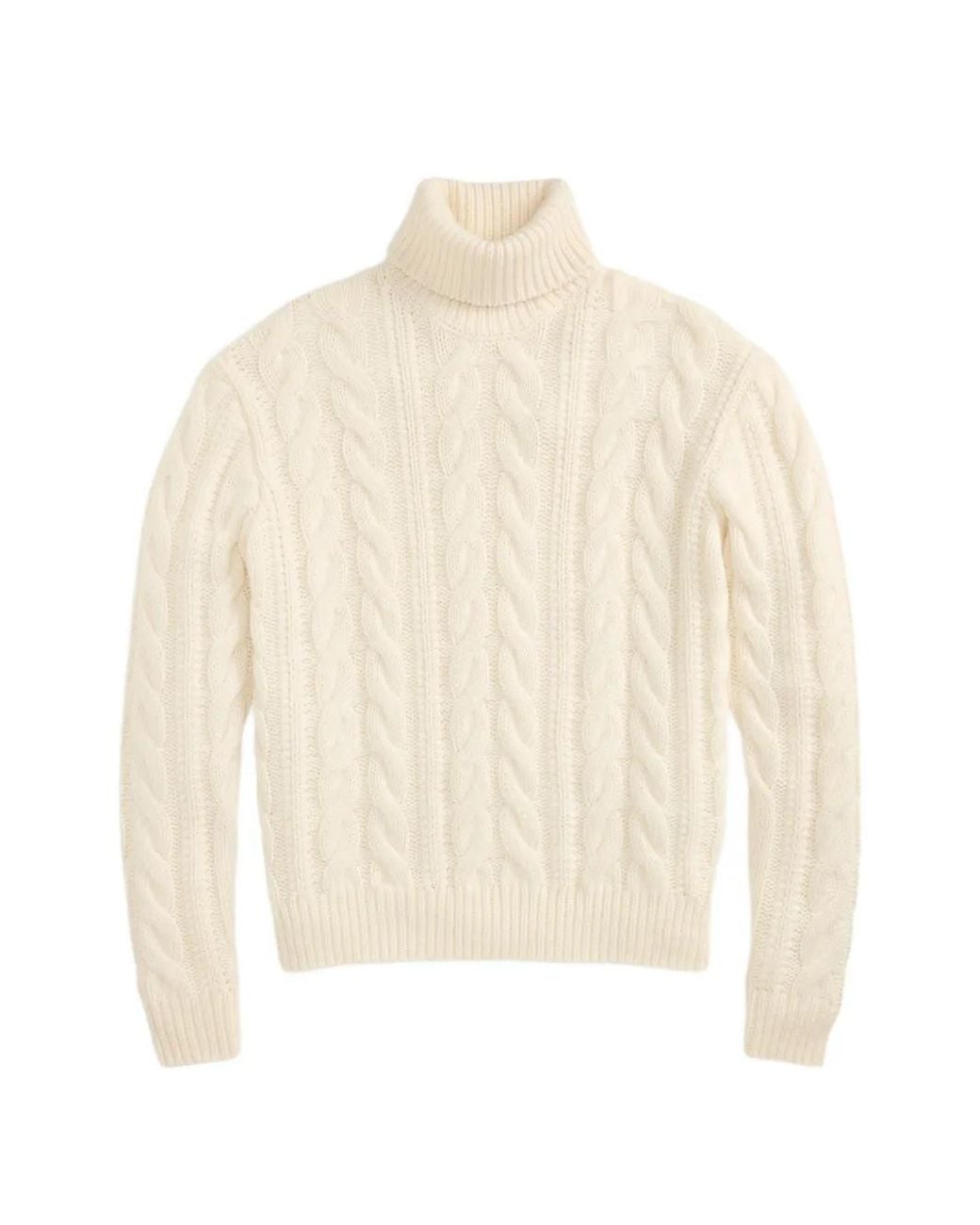Ralph Lauren White Pull En Maille Torsadée À Col Roulé for men