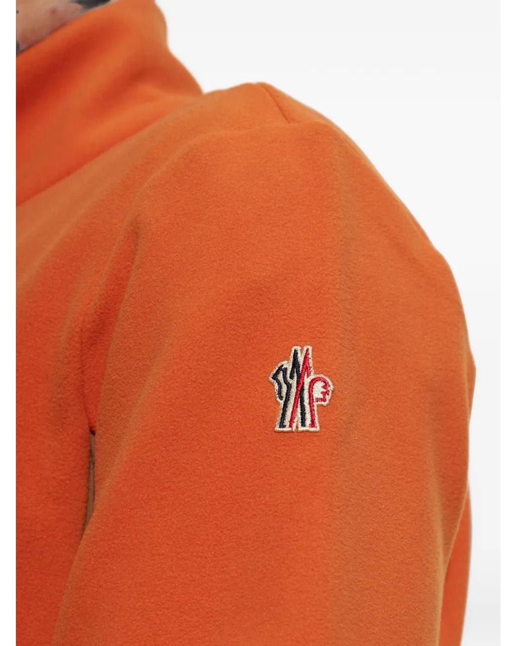 Moncler Orange Half-Zip Panelled Sweater for men
