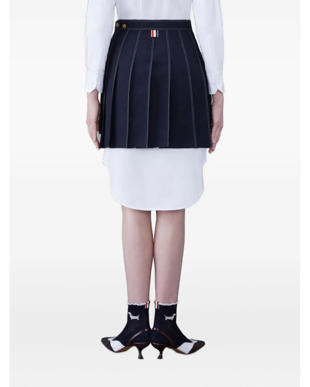 Thom Browne Blue Pleated Mini Skirt