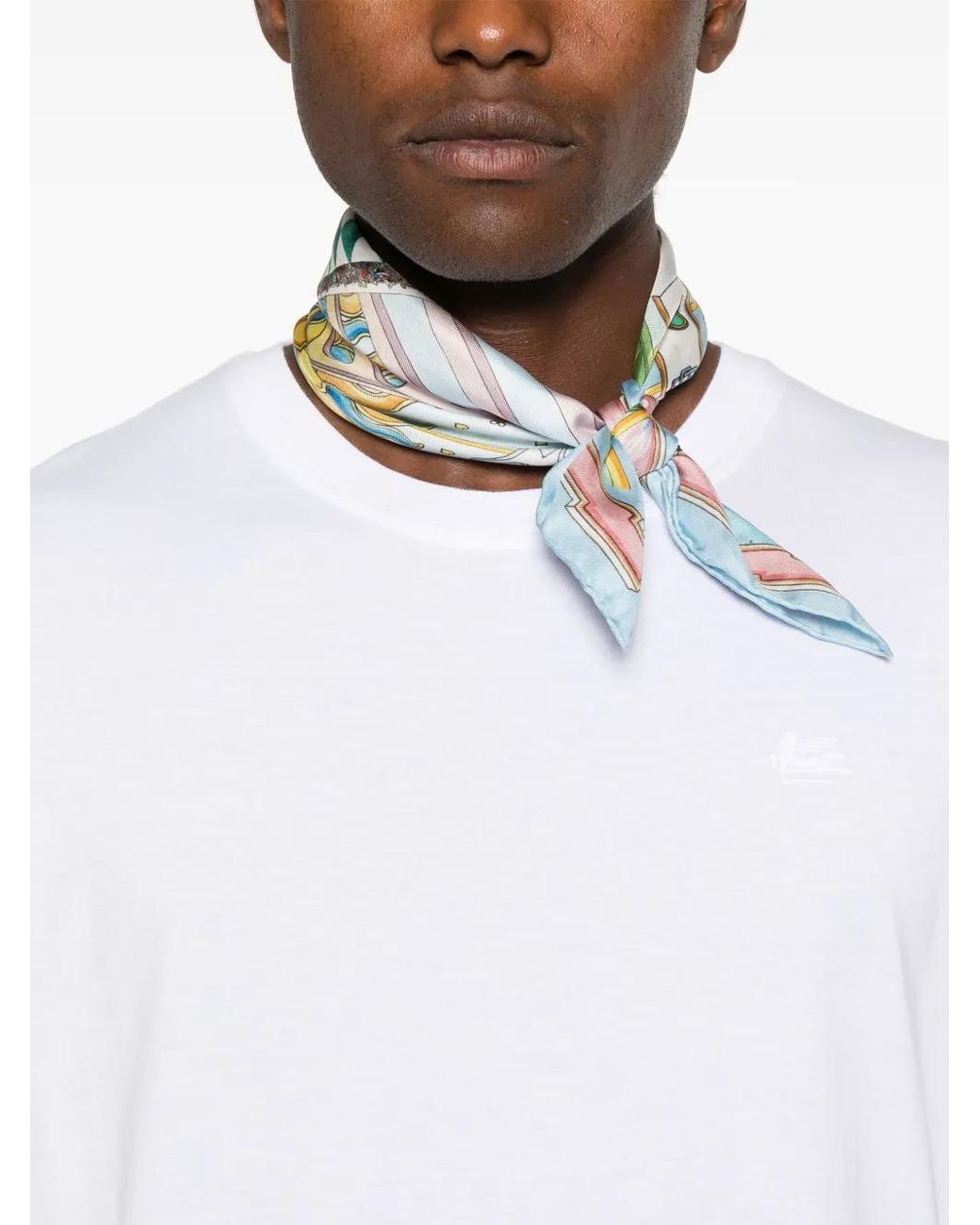 Etro White T-shirt With Pegasus Embroidery for men