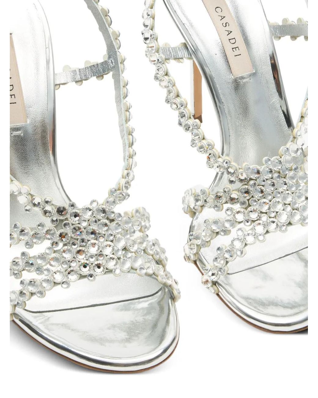 Casadei White Julia C-Love Crystal-Embellished Sandals
