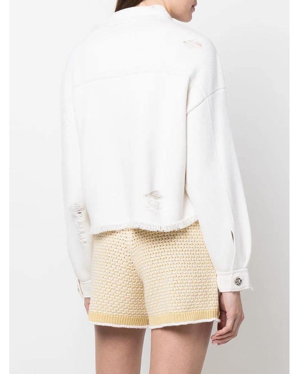 Barrie White Fringed Denim Jacket