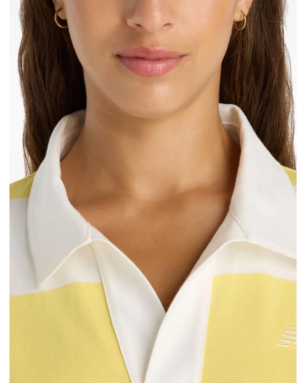 New Balance Yellow Striped Long-Sleeve Rugby Shirt