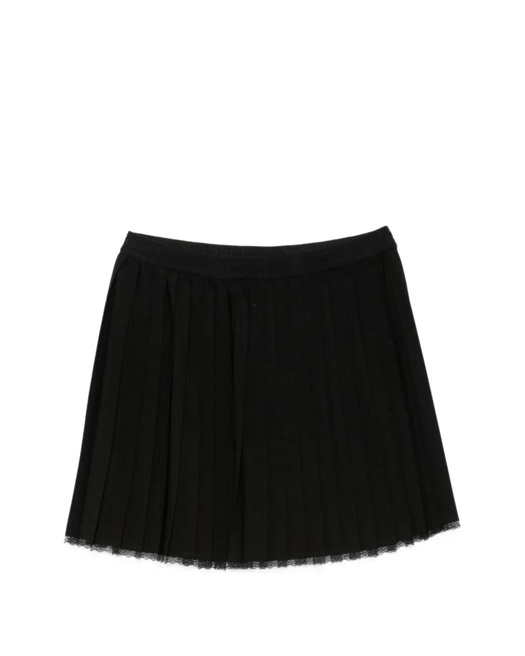 Twinset Black Lace-Trim Pleated Mini Skirt