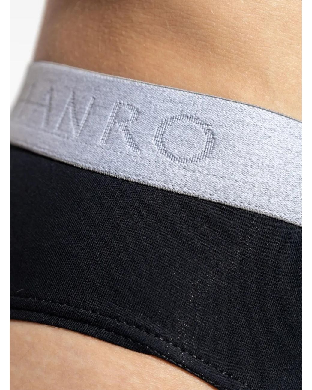 Hanro Black Logo-Waistband Briefs (Set Of Two) for men
