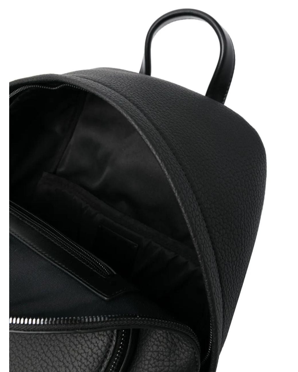Calvin Klein Black Logo-Plaque Faux-Leather Backpack for men