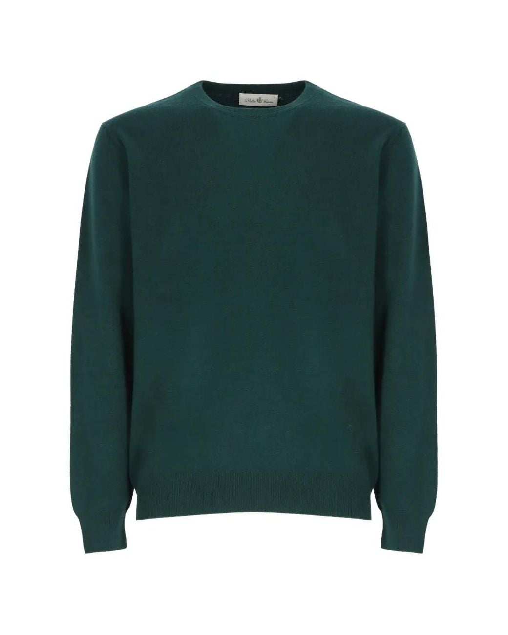 Della Ciana Green Crew-Neck Ribbed-Trim Sweater for men