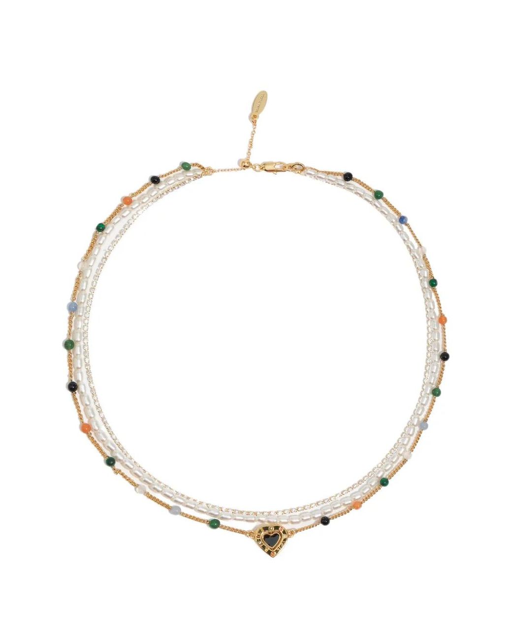 Bimba Y Lola Metallic Beaded Heart Necklace