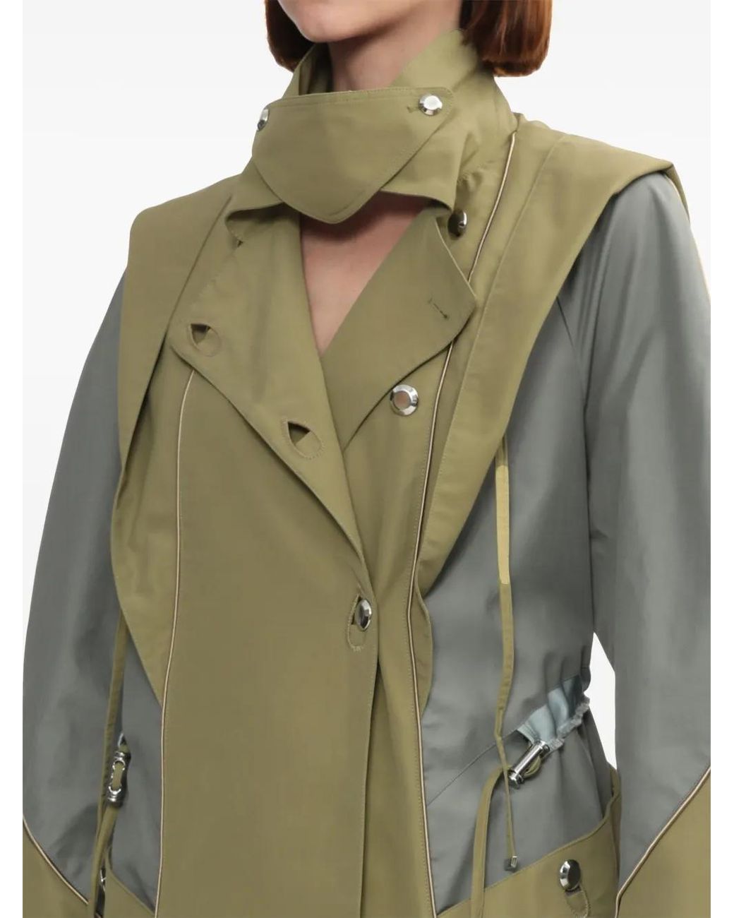 Kiko Kostadinov Green Colour-Block Coat