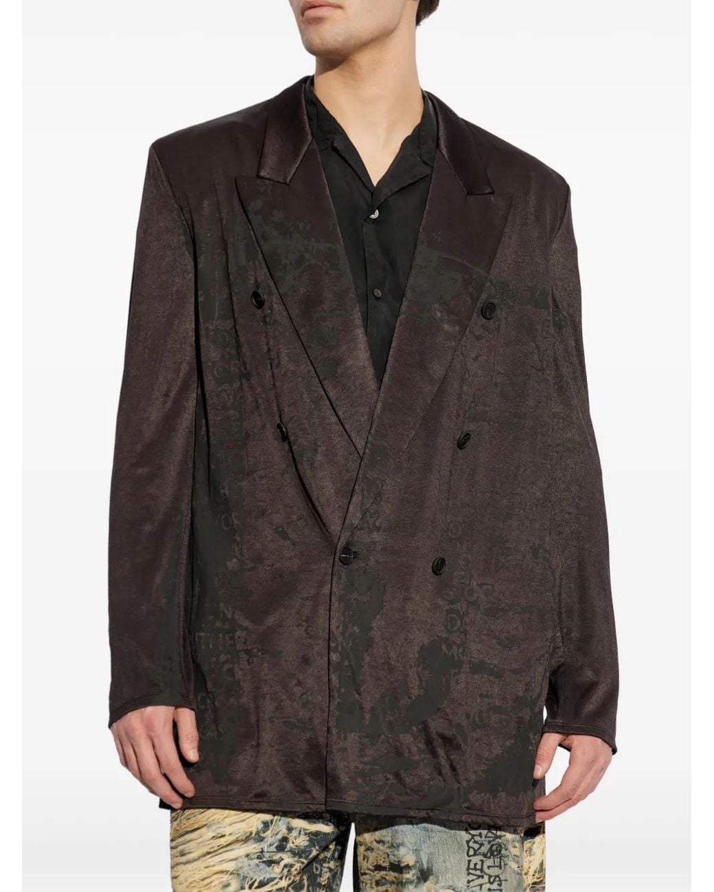 DIESEL Black Double-Breasted Blazer for men
