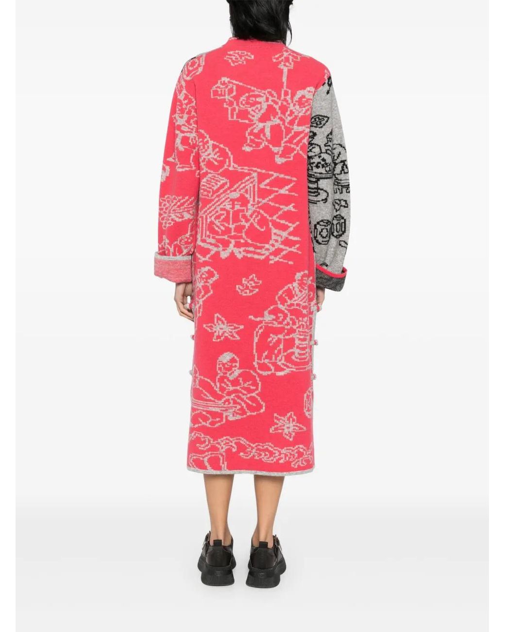 YANYAN KNITS Gray Patterned Dress