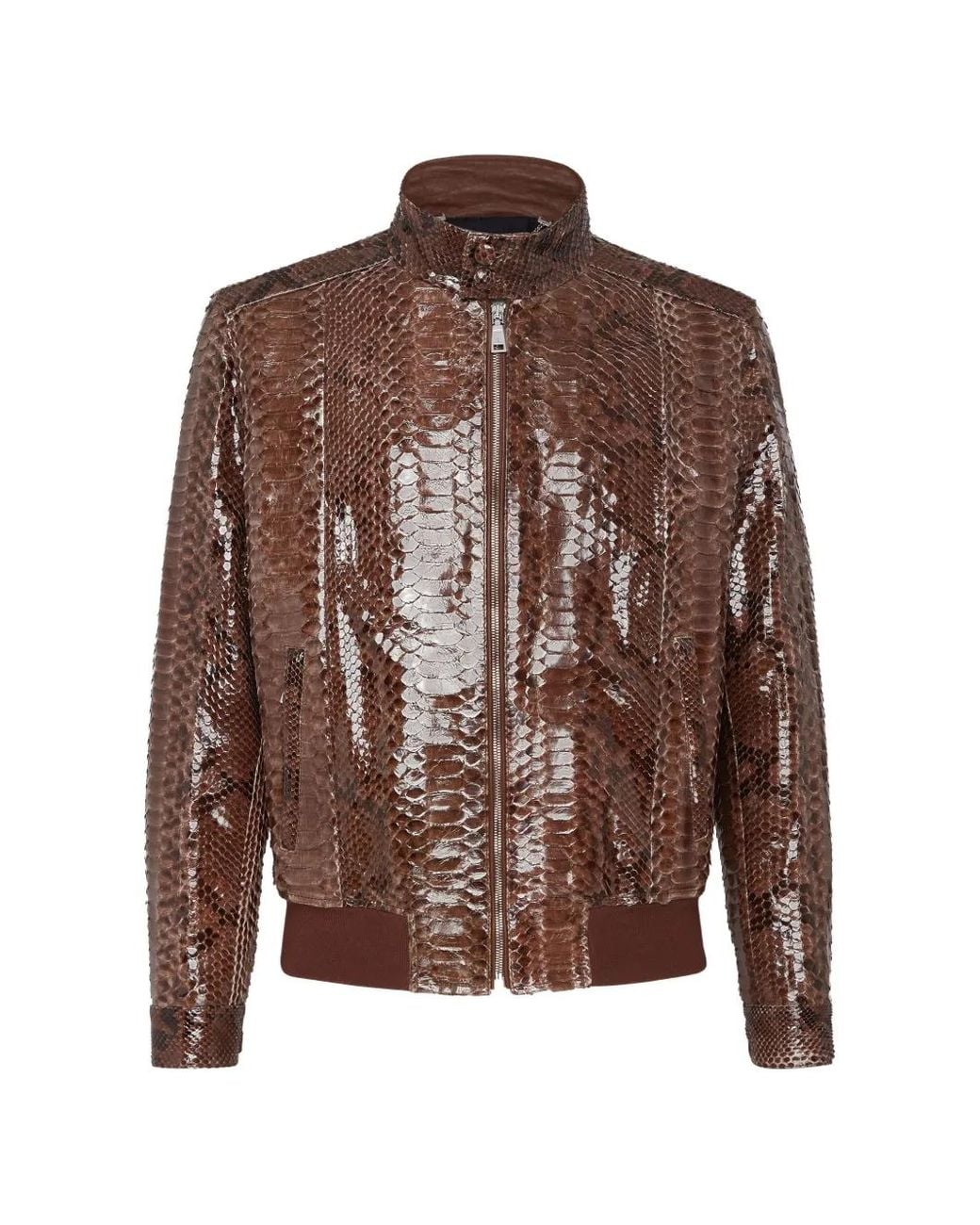 Billionaire Jacke Aus Pythonleder in Brown für Herren
