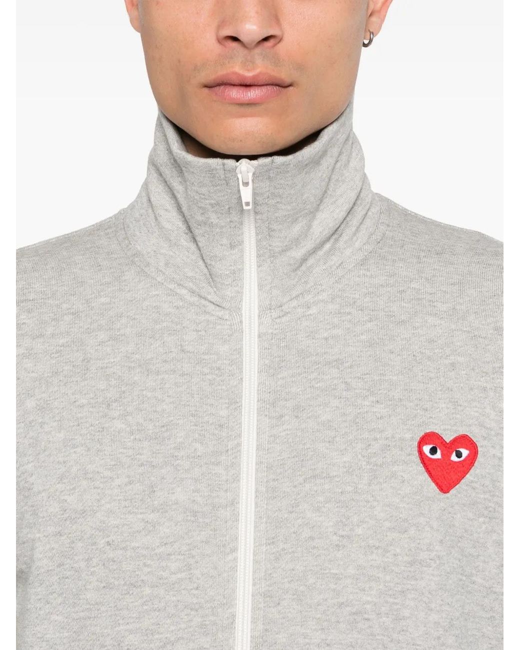 COMME DES GARÇONS PLAY Gray Heart-Patch Sweatshirt