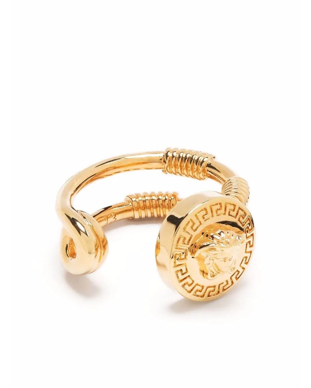 Versace Metallic Safety-Pin Open Ring