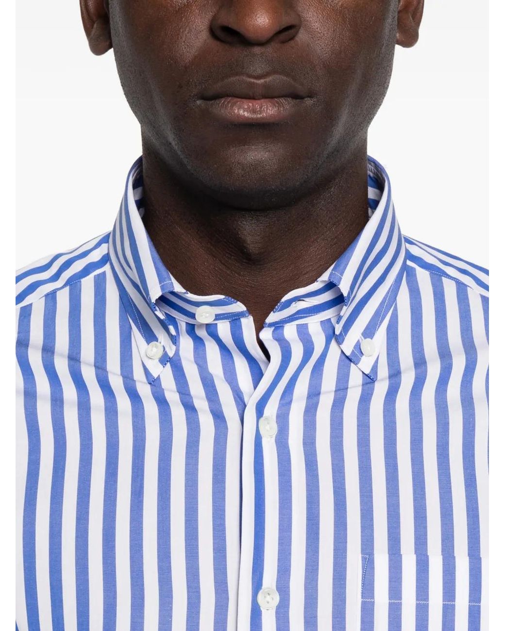 Truzzi Blue Vertical-Stripe Button-Down Shirt for men