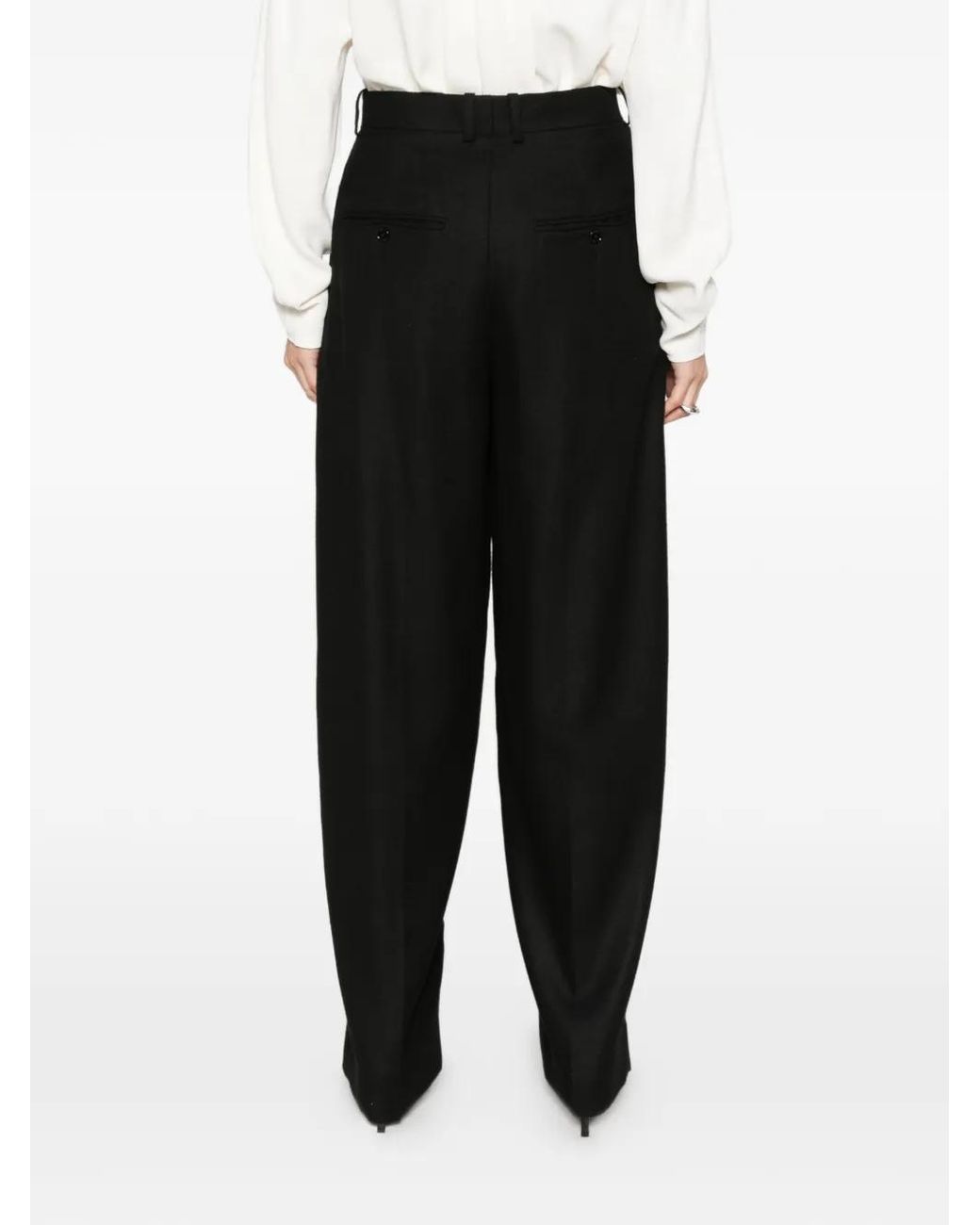 Totême  Black High-Waisted Wide-Leg Trousers