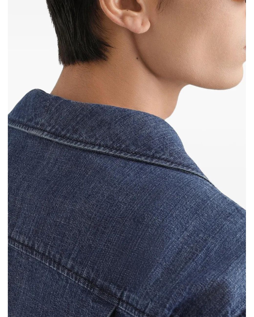 Dolce & Gabbana Blue Button-Fastening Long-Sleeve Shirt for men