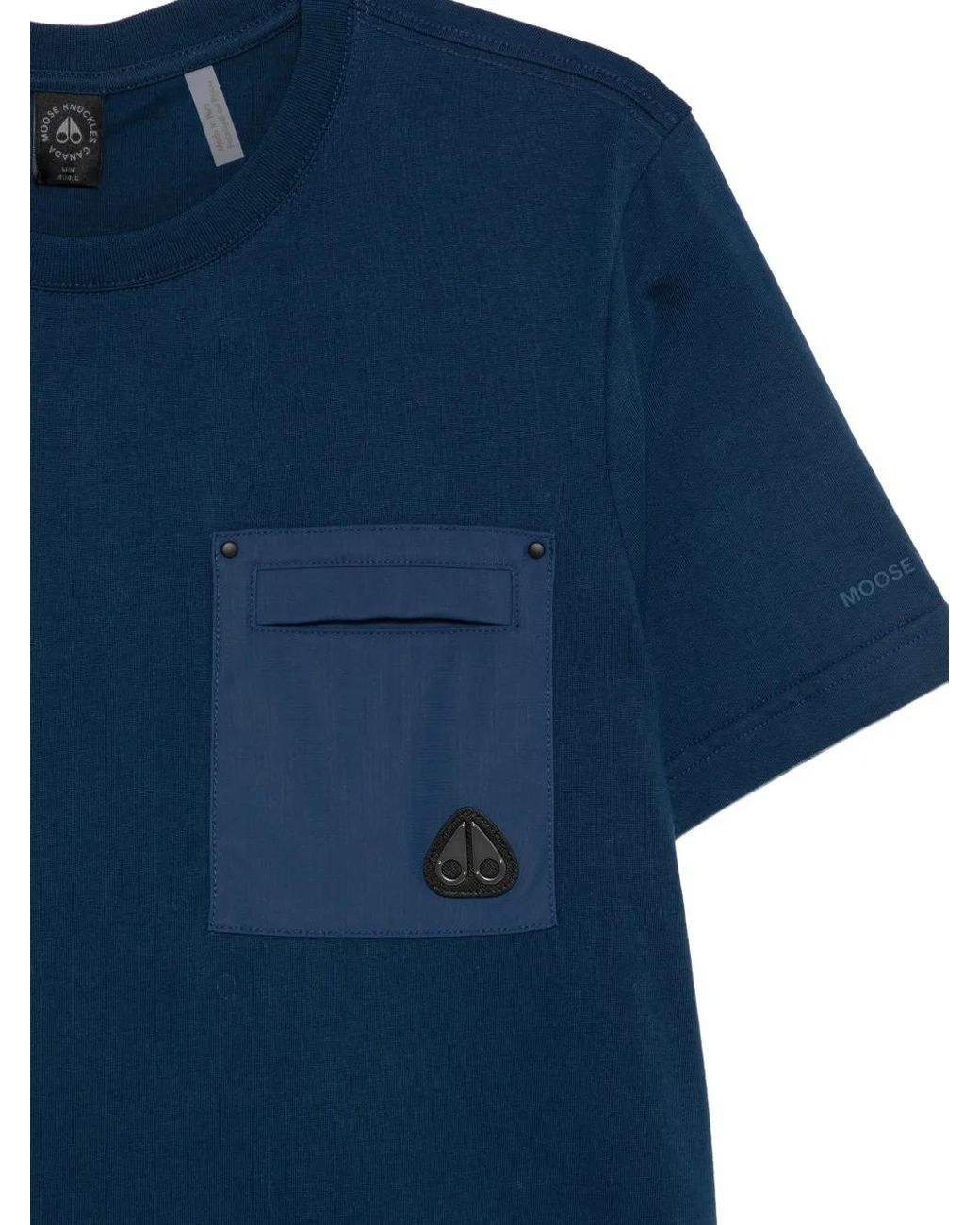 Moose Knuckles Blue Patch-Pocket T-Shirt for men