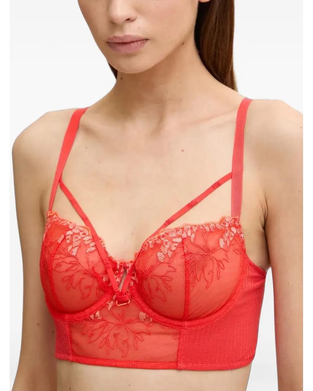 Chantelle Spice Embroidered Lace-Trim Bra