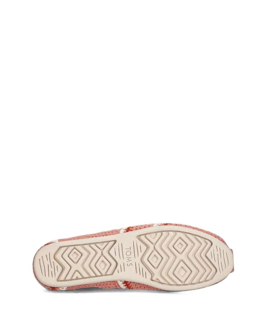 TOMS Pink Alpargata Crochet-Knit Striped Espadrilles