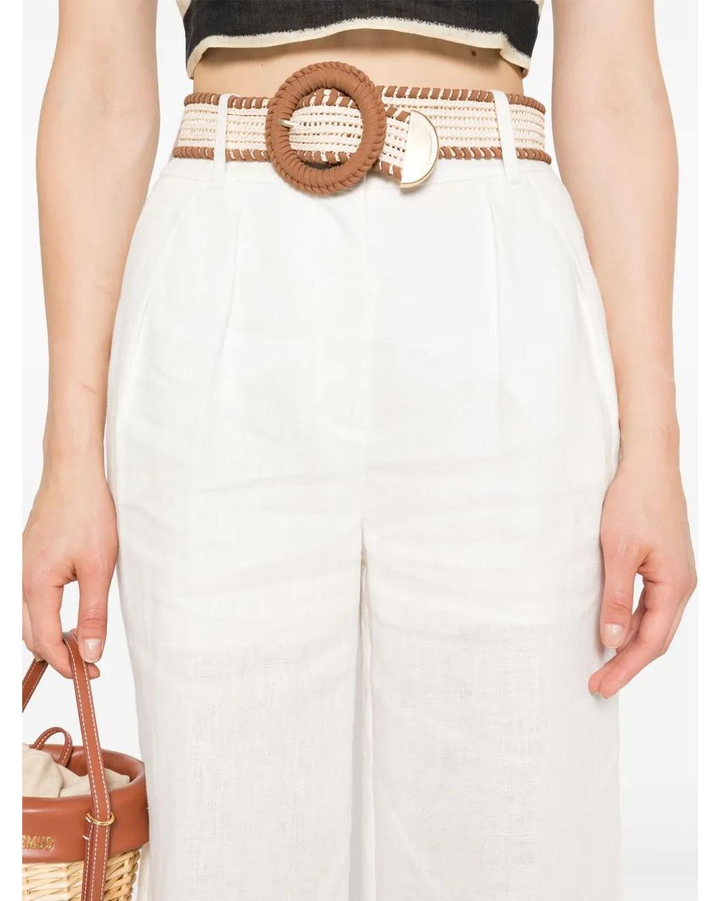 Zimmermann White Golden Tuck Palazzo Pants