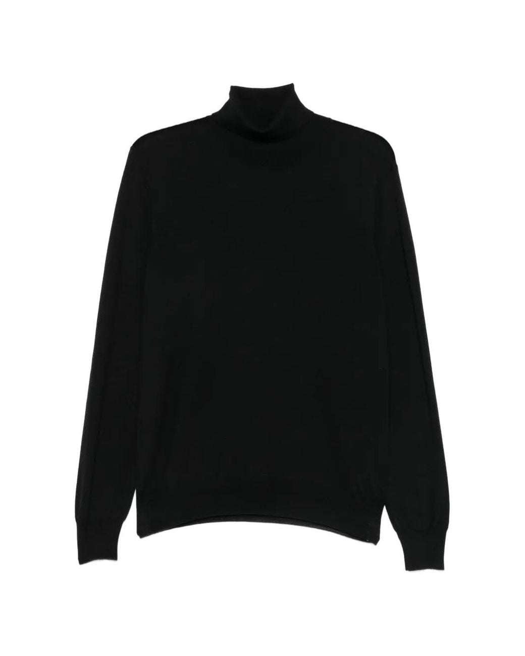 Gran Sasso Black Roll-Neck Wool Sweater for men