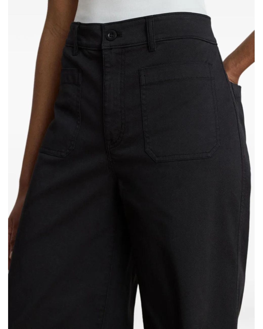 Ralph Lauren Black Stretch-Cotton Wide-Leg Trousers