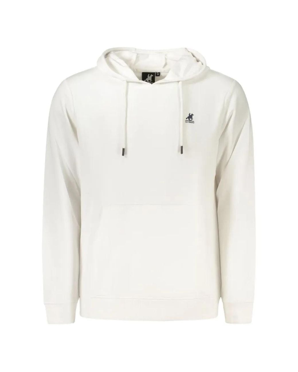U.S. Grand White Logo-Embroidered Drawstring Hoodie for men