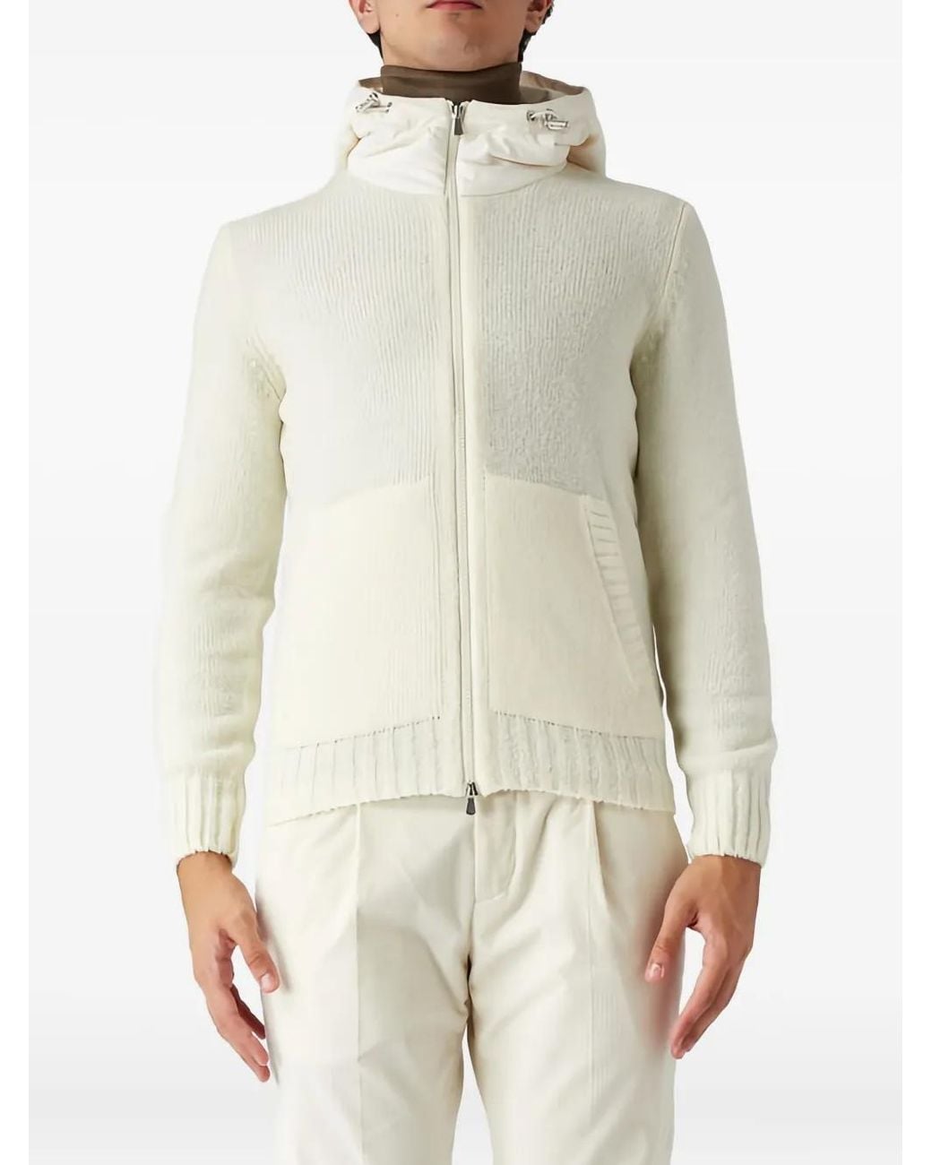 Gran Sasso Natural Hooded Zip-Up Knitwear for men