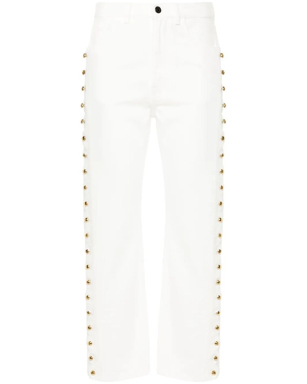 Chloé White Scallop-Detail Cropped Jeans
