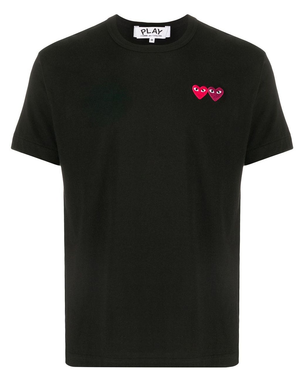 COMME DES GARÇONS PLAY Cotton Double Heart Patch Short Sleeve T-shirt ...