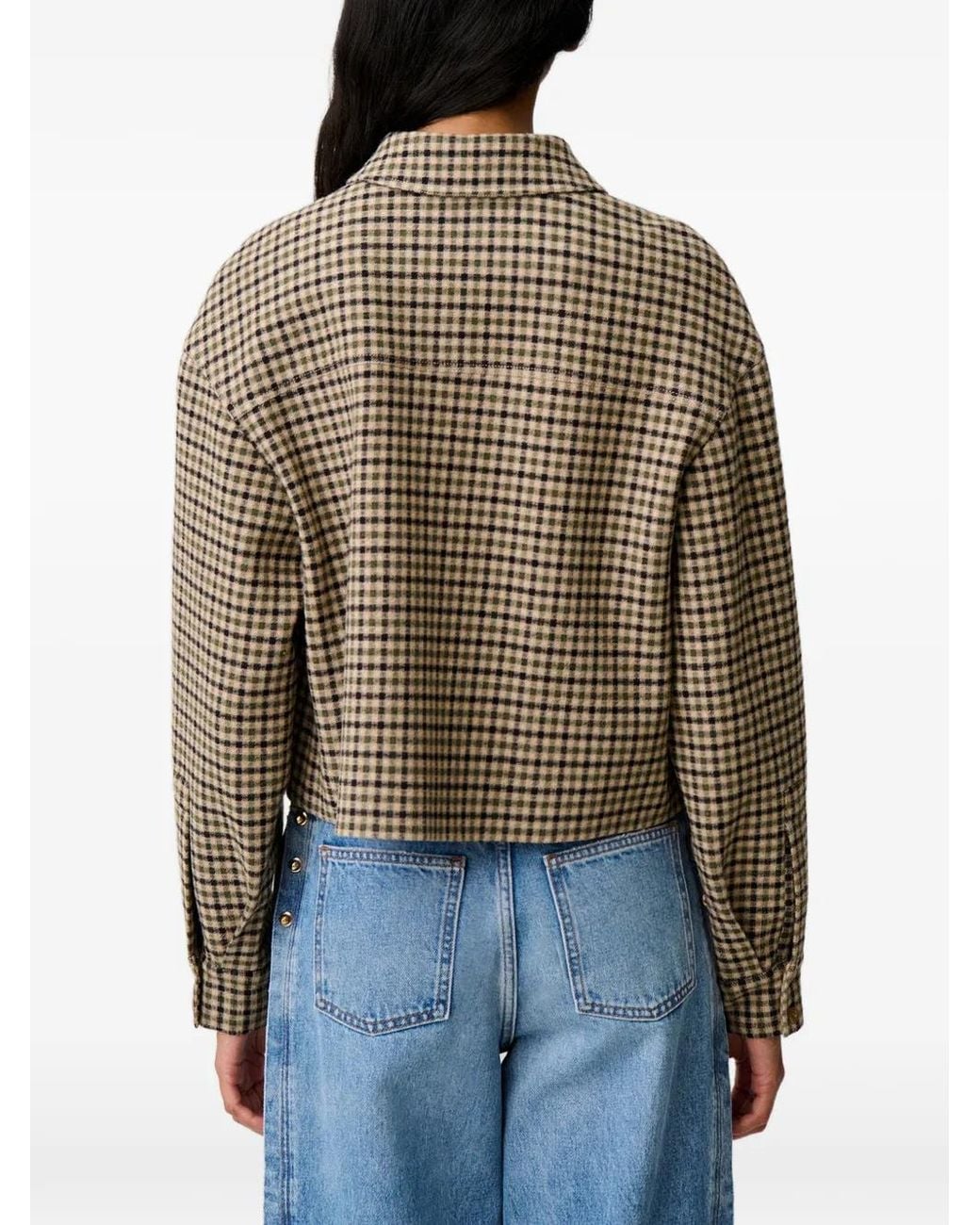 Claudie Pierlot Brown Short Checked Wool-Blend Jacket