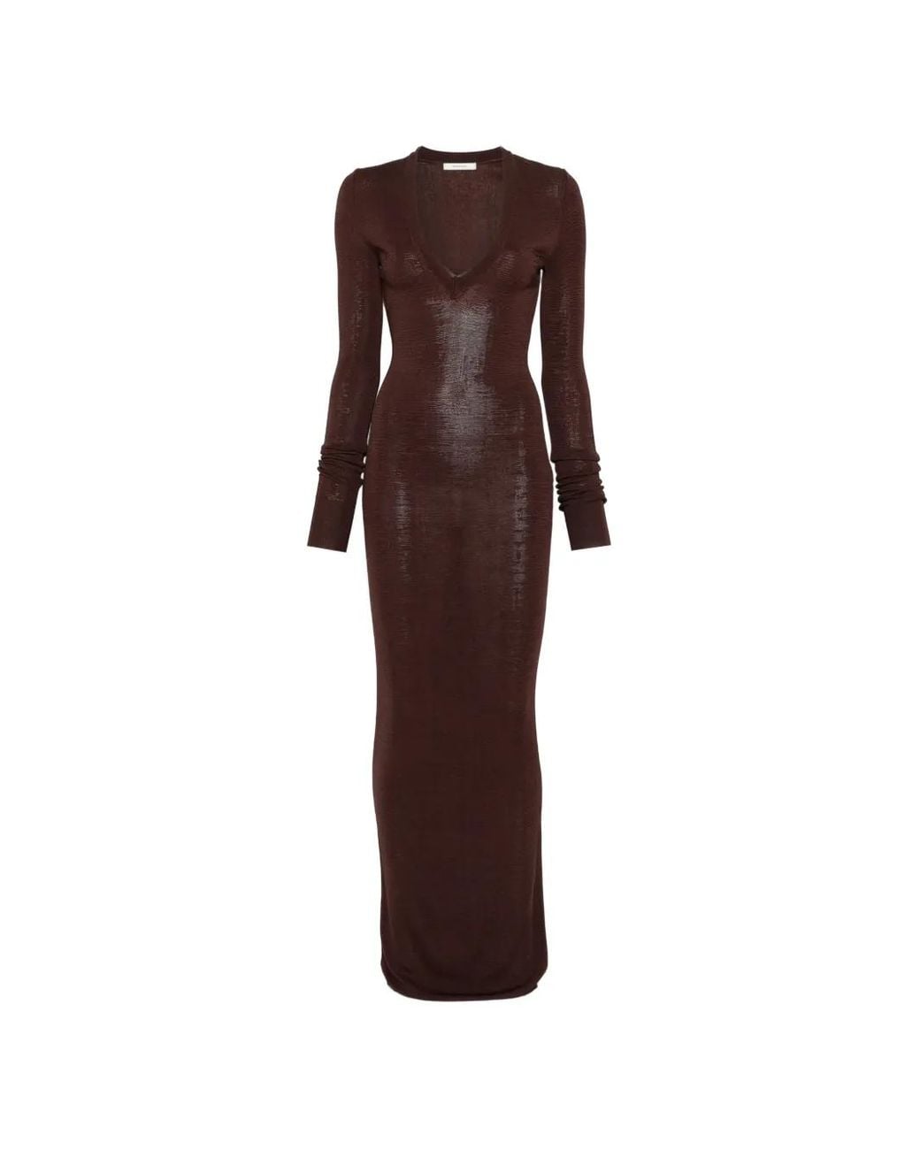 Entire studios Brown V-Neck Long-Sleeve Dress