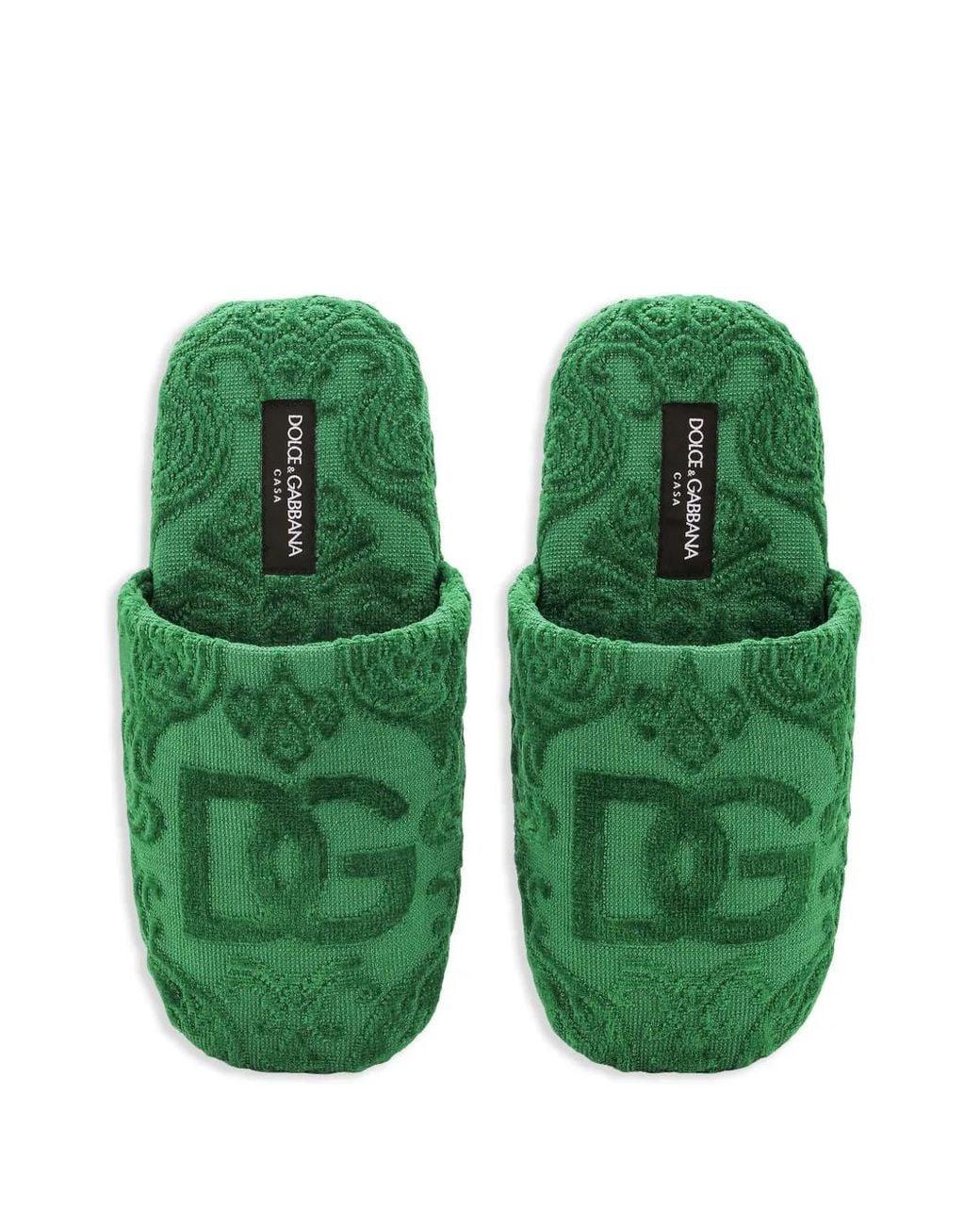 Dolce & Gabbana Green Dg-Jacquard Cotton Slippers