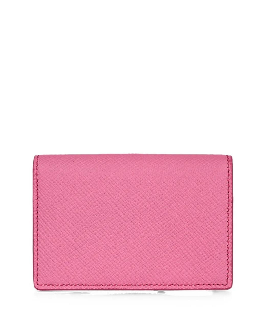 Smythson Pink Panama Cross-Grain Leather Card Holder
