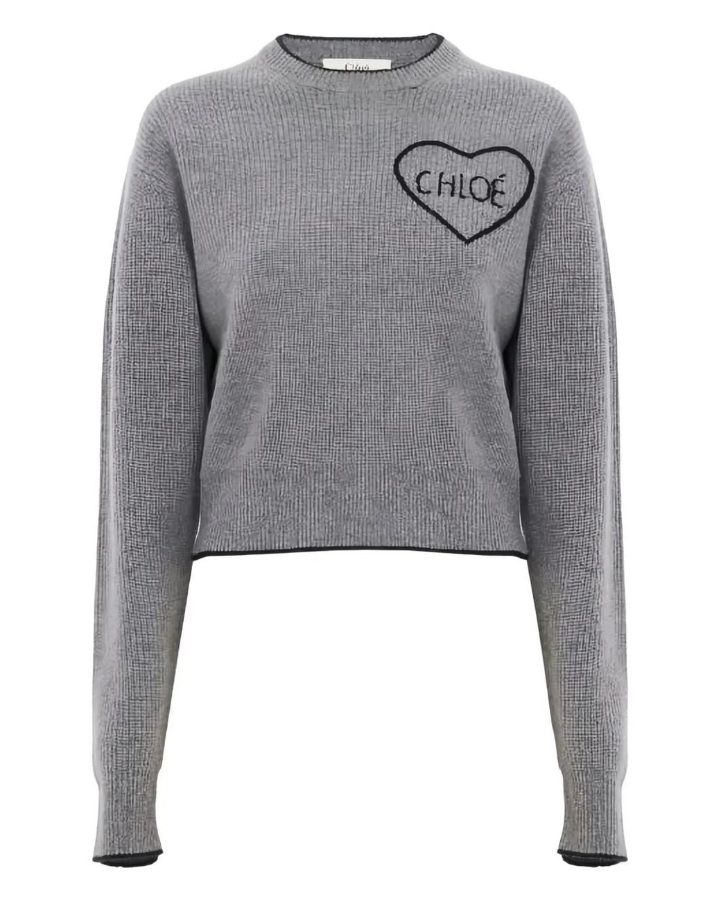 Pull À Appliqué Cœur Chloé en coloris Gray