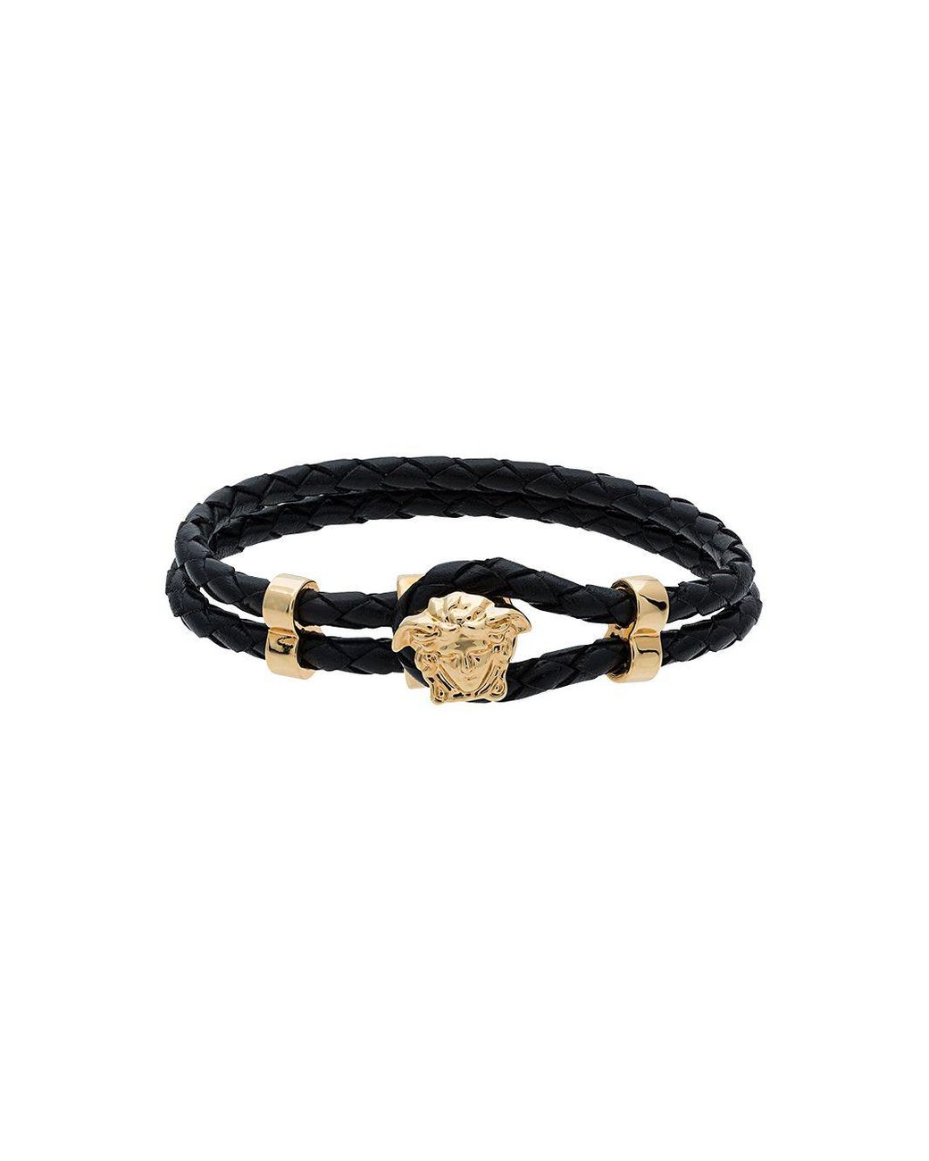 Versace Black Medusa Leather Bracelet for Men | Lyst