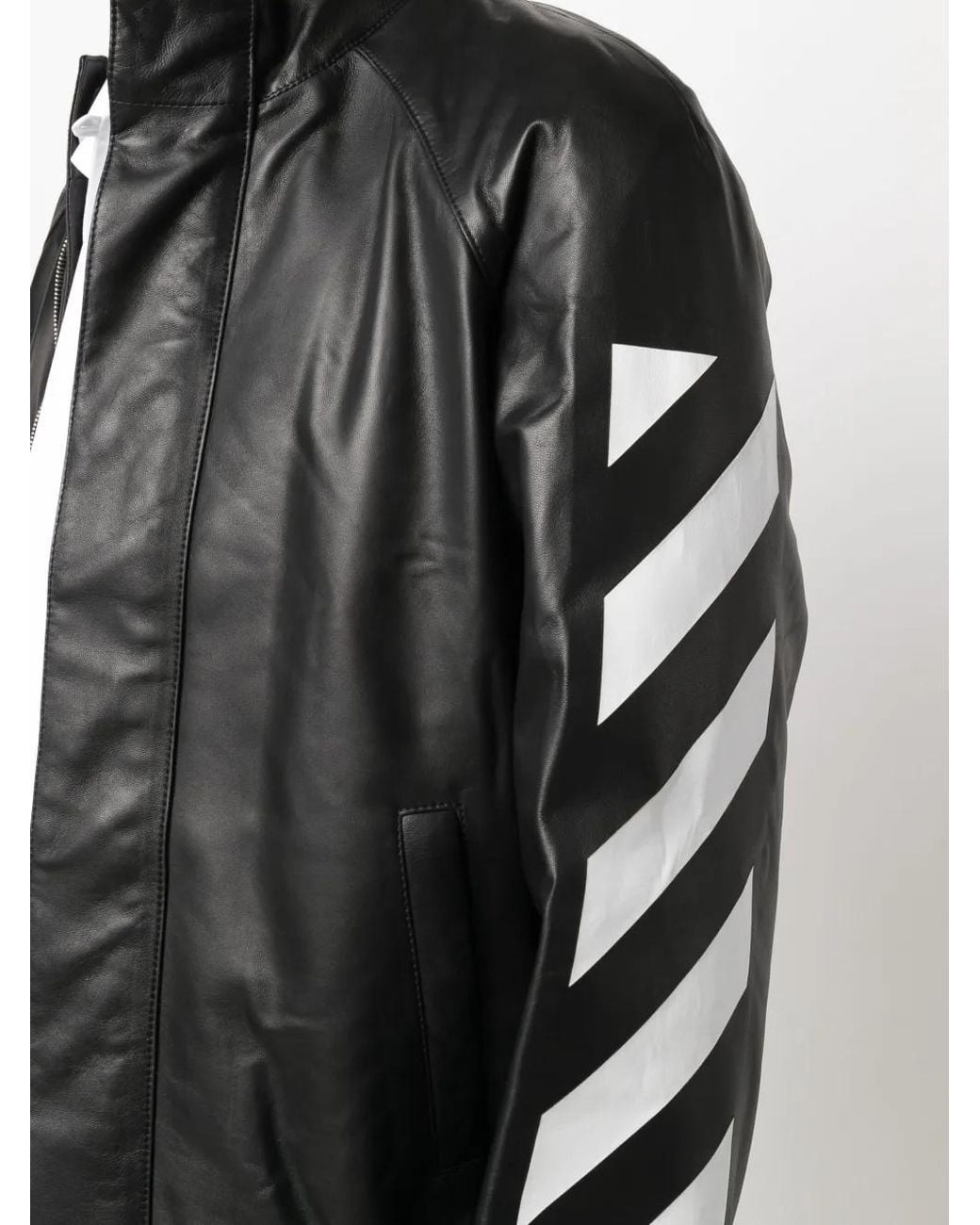 Off-White c/o Virgil Abloh Black Diag-Stripe Leather Jacket for men