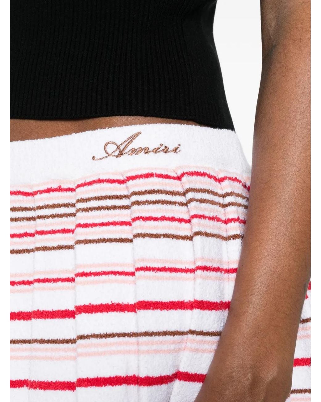 Amiri Pink Striped Pleated Mini Skirt