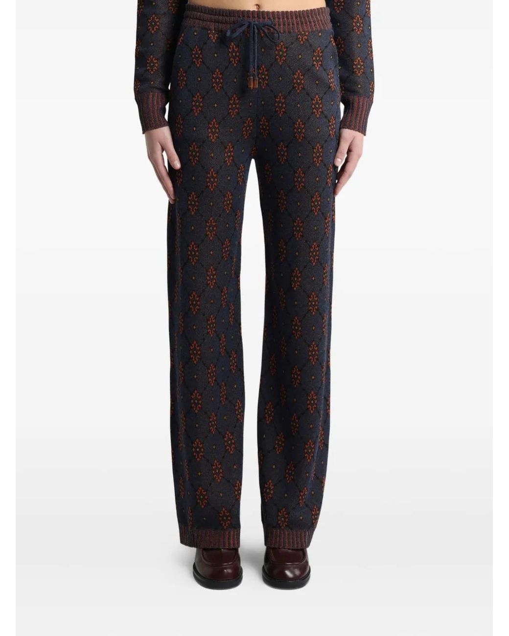 Etro Black Patterned Knit Trousers