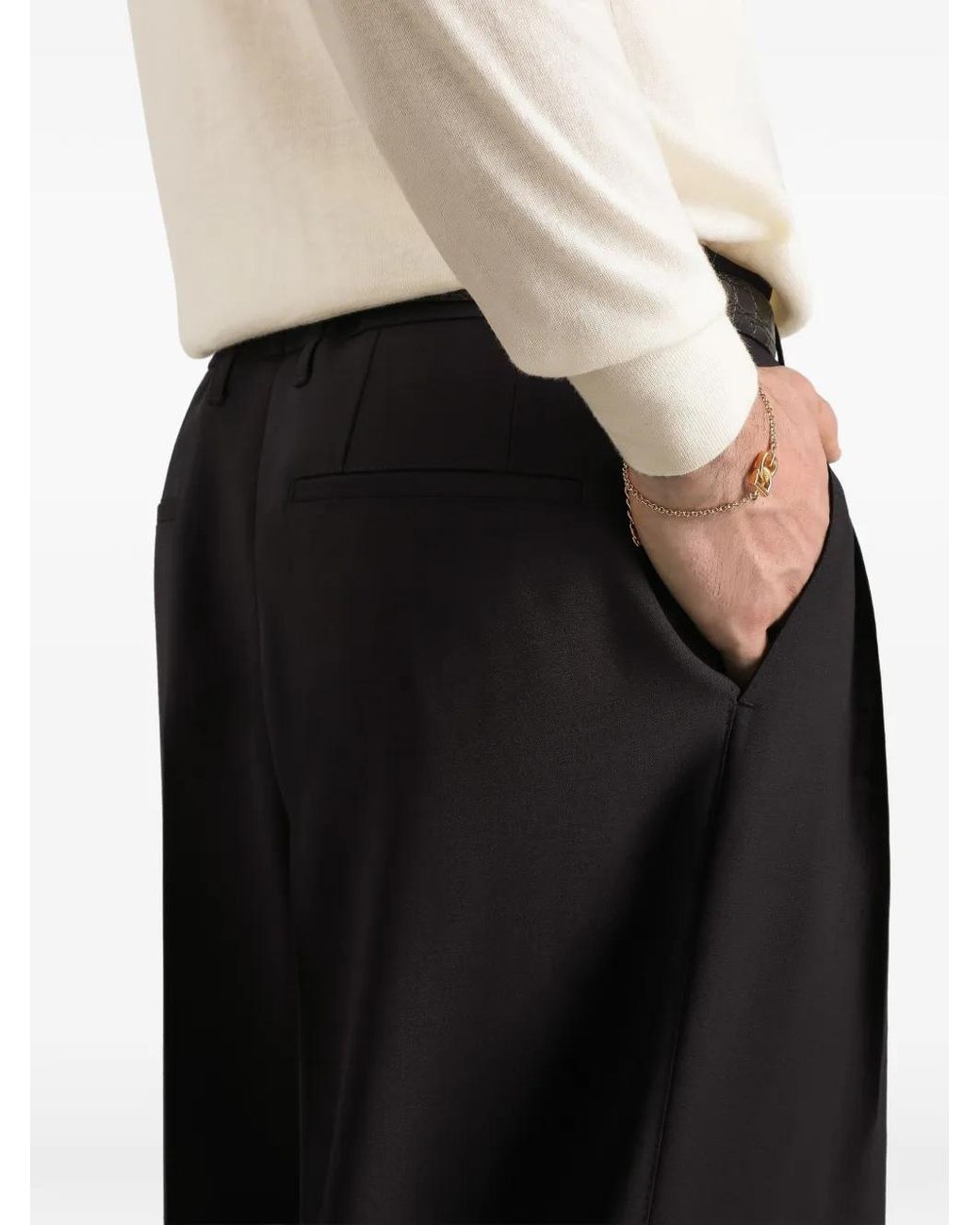 Dolce & Gabbana Black Exclusive Wool Faille Trousers for men